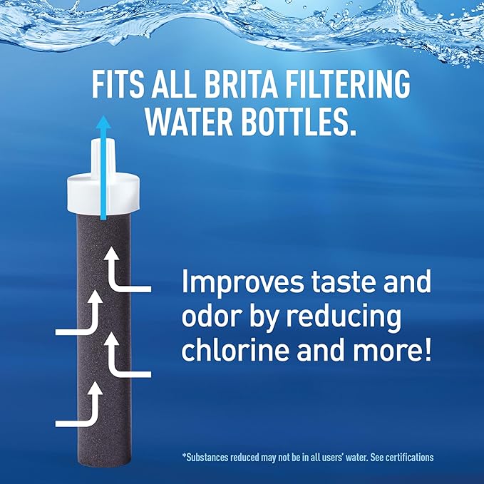 Brita Stainless Steel Premium Filtering Water Bottle, BPA-Free, Reusable, Insulated, Replaces 300 Plastic Water Bottles, Filter Lasts 2 Months or 40 Gallons, Includes 1 Filter, Rose - 32 oz