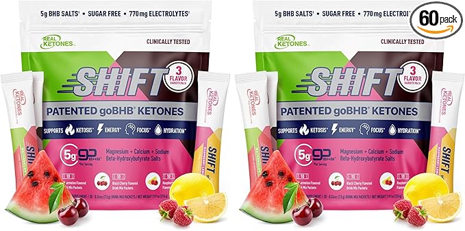 Real Ketones BHB Exogenous Ketones Drink Mix Packets Keto Electrolytes Powder Packets No Sugar with 4 Main Fasting Electrolytes Plus Hydrating Patented Keto BHB - 30 Count Variety Pack (Pack of 2)
