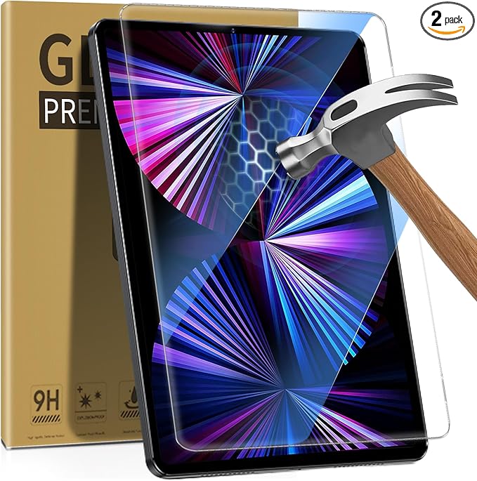 [2 Packs] ZenRich Anti Blue Light Screen Protector for iPad Pro 11 Inch 4th/ 3rd/ 2nd/ 1st Gen (2022/2021/2020/2018) – 9H Hardness Tempered Glass, HD Clarity, Eye Protection, Scratch Resistant, Bubble-free