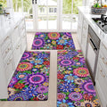 Likiyol Boho Kitchen Rugs, Boho Floral Anti Fatigue Kitchen Mat for Floor, Bohemian Flowers Non Slip Washable Kitchen Floor Mats, Comfort Standing Mat, 18''x30''+18''x48''+18''x60'', Floral