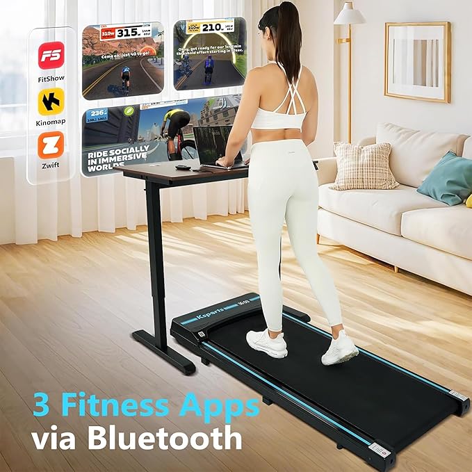 Ksports Walking Pad & Folding Treadmill – 2.5HP, Sit-Ups Mat, Bluetooth App, Portable Wheels | Incline, Desk, Dual Displays, 308 lbs & 265lbs Capacity