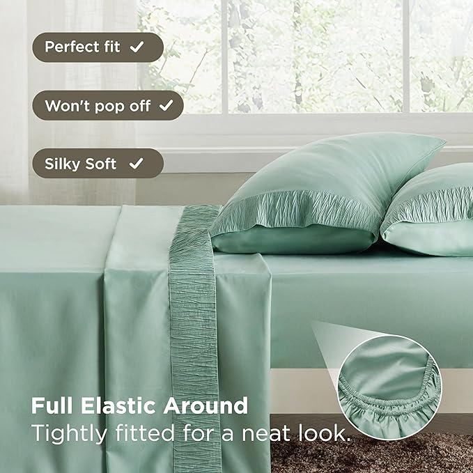 Bedsure Twin Sheets Set - 3 Pieces Soft Twin Bed Sheets - Breathable & Cooling - Hotel Luxury - Easy Care Polyester Microfiber Bedding for Women, Men, Mint Green