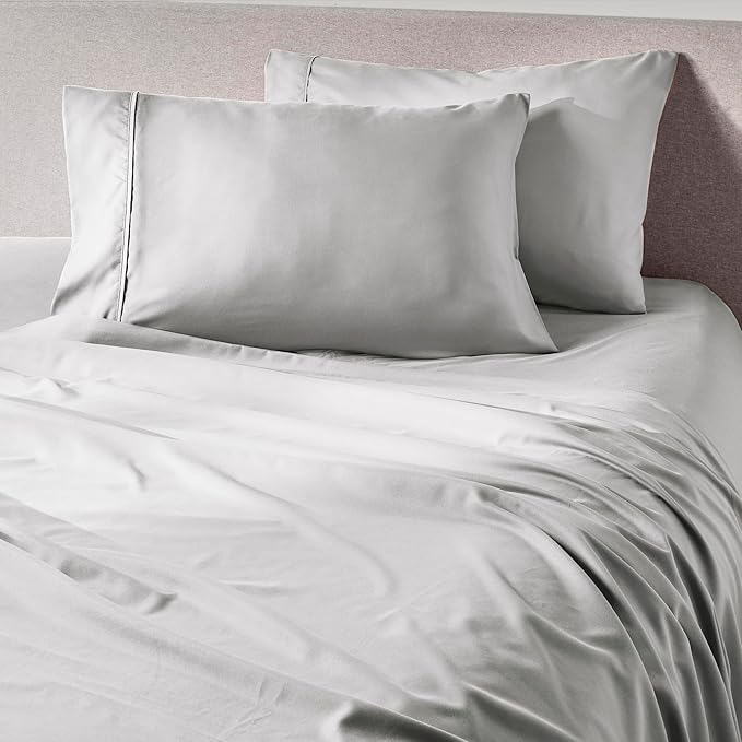 PeachSkinSheets Cooling Bed Sheets for Hot Sleepers - Ultra-Soft Breathable Luxury Microfiber Sheet Set, Moisture-Wicking, Deep Pocket, Oeko-TEX® (California King Size, Brushed Silver)