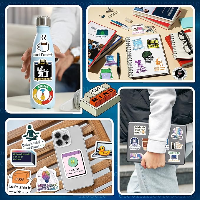200PCS Programming Stickers, Vinyl Coding Stickers for Developers Programmers Engineers Geeks, Tech Sticker Pack for Laptop Water Bottle, Computer Science Gift