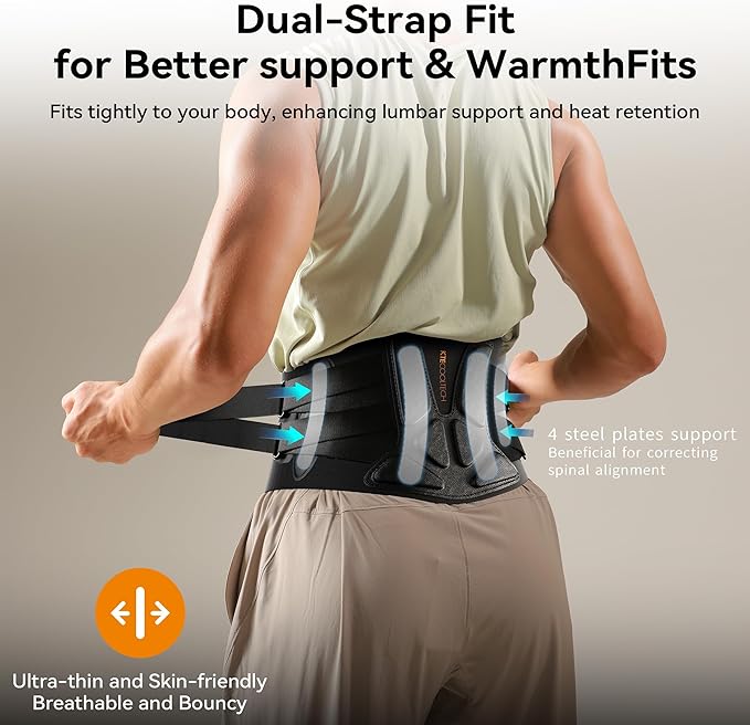 Heating Pad for Lower Back -45" Cordless Massager Heat Belt-Portable Massage Support Heated Relief Pain Cramps-4 Heat & Vibration Brace Wrap Women Men Christmas Birthday Gifts