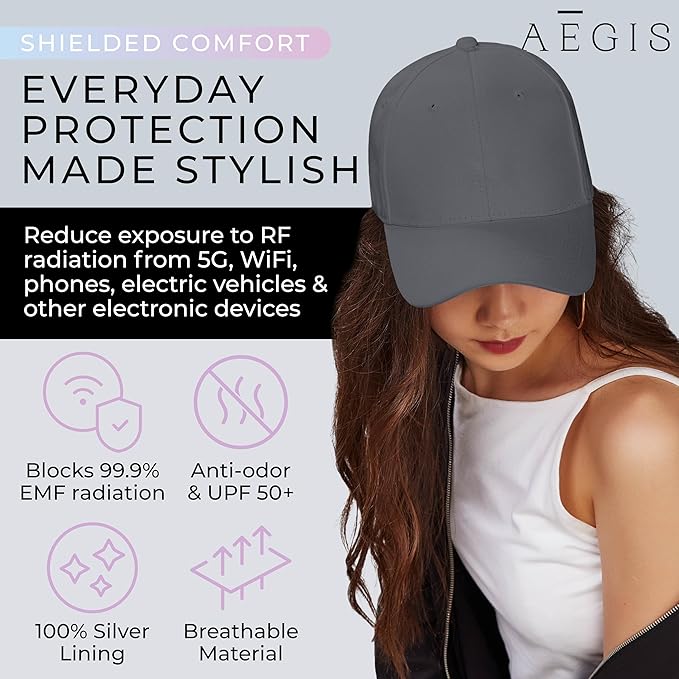 Aegis Apparel Faraday Hat, Silver Lining Fabric Blocks 99% of Wi Fi, Bluetooth, Cell Towers E M F Protection