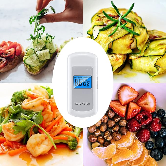 Ketone Breath Analyzer Professional Rechargeablel Ketone Breath Meter Portable Digita Ketone Breath Tester with 10 Replaceable Mouthpieces for Ketogenic Diet Testing with 10 Mouthpieces
