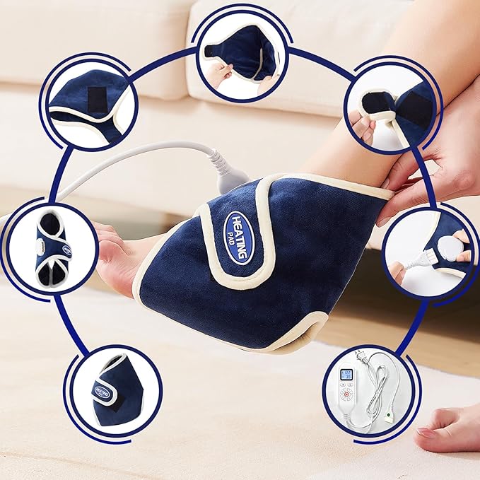 CAMECO Electric Ankle Heating Pad for Achilles Tendinitis Pain Relief, 30s Quick Heating & 86℉-158℉ Heated Ankle Brace for Women Men Home Office, Ankle Heat Wrap for Arthritis Swelling