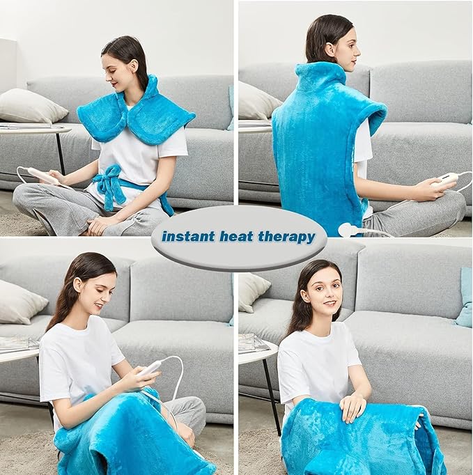 Tefici Heating Pad for Back Pain,Mothers Day Gifts for Women Men Mom Her，FSA Eligible HSA Approved,24'' x33''Fast Heating,Electric Heat Pad, 2H Auto-Off,Neck and Shoulder Heat Pad,ETL Certified,Blue