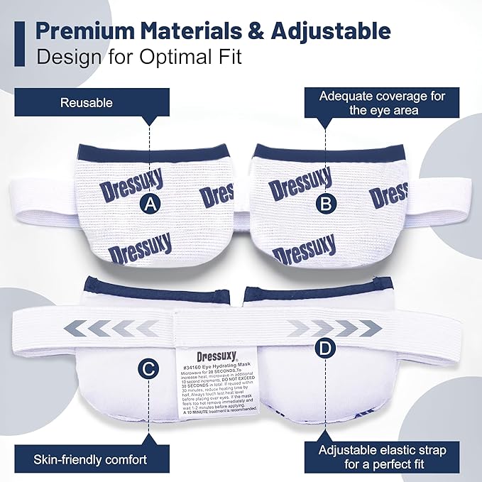 Heated Eye Mask & Microwavable Eye Compress | Gentle Steam Heat for Eye Comfort 1pc White
