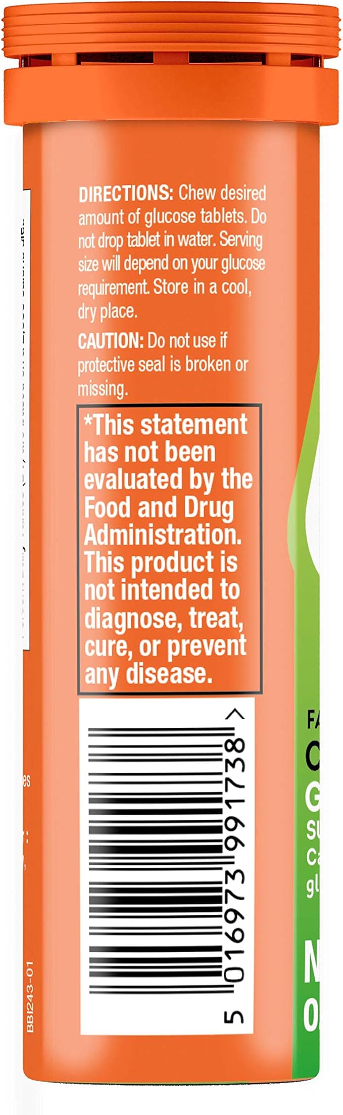 Lift Glucose Fast-Acting Glucose Chewable Energy Tablets, Orange, 10 ct Tube (Pack of 12)