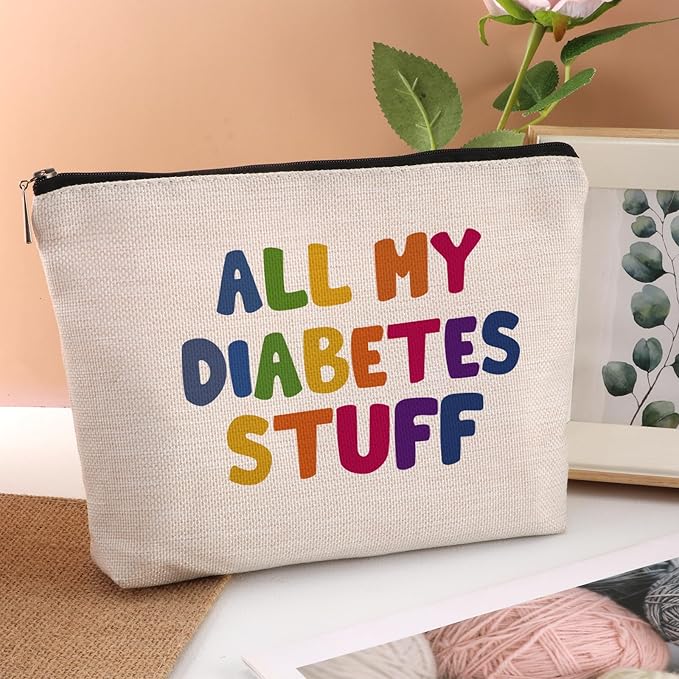 All My Diabetes Stuff Travel Cosmetic Bag Funny Diabetic Supplies Bag Gifts for Diabetic Emergency Patient Grandma Grandpa Mom Dad Sister Brother for Birthday Christmas Gifts