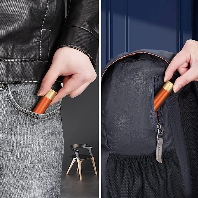 Tactical Mini Pill Case, Durable Metal Small Pill Holder for Pocket or Purse, Waterproof Medicine Bottle for Travel, EDC, Outdoors - Orange