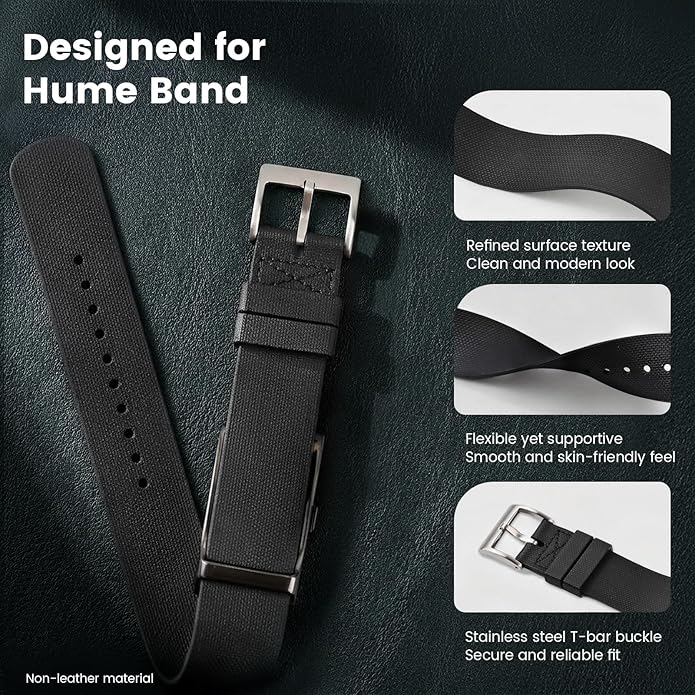 BlackPro for Hume Band Replacement Strap, FKM Rubber Loop Strap for HumeHealth Watch Band, Waterproof Adjustable Soft Fluororubber Rubber Wristband for Hume Smart Fitness Tracker