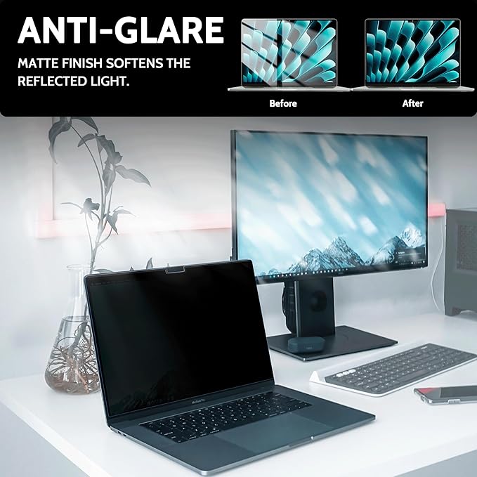 Magnetic 4 Way Privacy Screen for Macbook Pro 14 Inch (2021-2026, M1, M2, M3, M4, M5), Removable Matte Anti Glare Blue Light Protector, 360 Private Security Filter for Mac Laptop Computer
