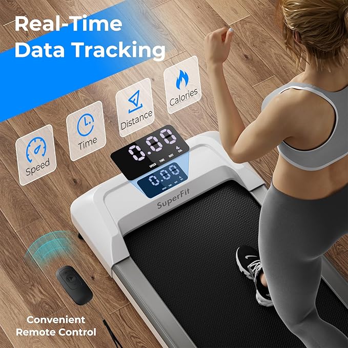GYMAX Walking Pad, 2.25HP Under Desk Treadmill with LED Display, Remote Control & 7-Layer Belt, Compact Portable Jogging Running Machine for Home Office Small Space