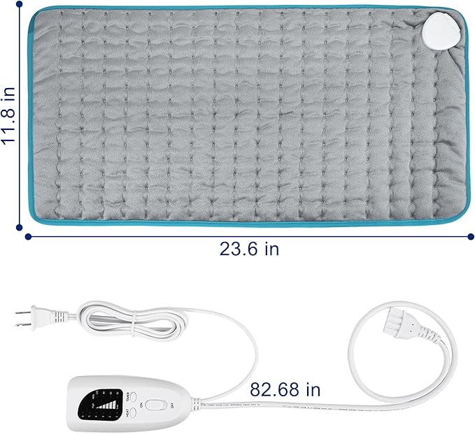 24"X12" Electric Heating pad with 6 Heat Settings, Auto Shut Off, Blue Gray Dry Electric Heating for Back Neck Knee Arms Legs Shoulder Heat Pads for Christmas Birthday Father's Day Mother's Day