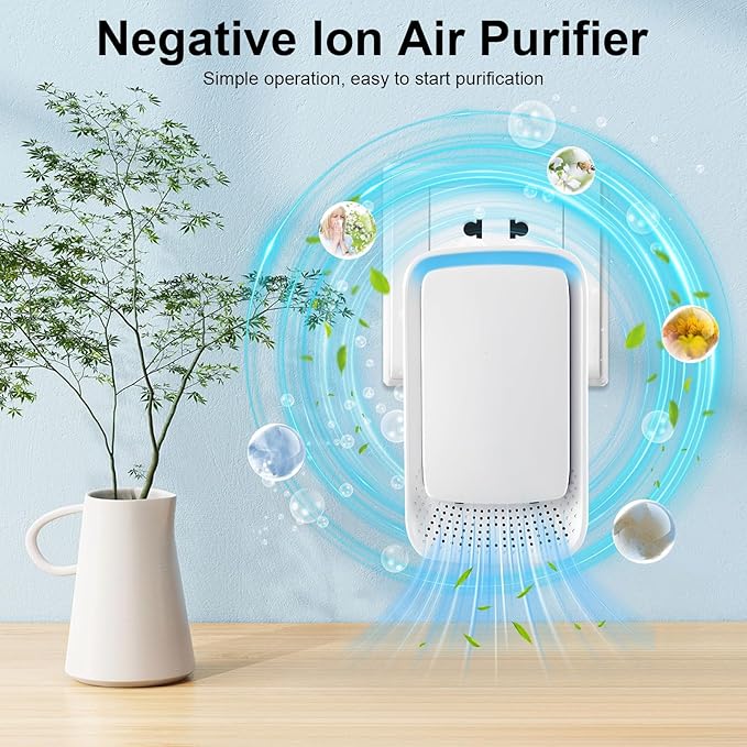 Negative Ion Air Purifier Plug in,Ionic Air Purifiers for Home, Bedroom, Office, Mini Portable Air ionizers Quiet Air Cleaner for Home(4)