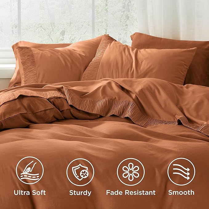 Bedsure Full Size Bed Sheets - 4 Pieces Soft Full Sheet Set - Breathable & Cooling - Hotel Luxury - Easy Care Polyester Microfiber Bedding for Women, Men, Terracotta
