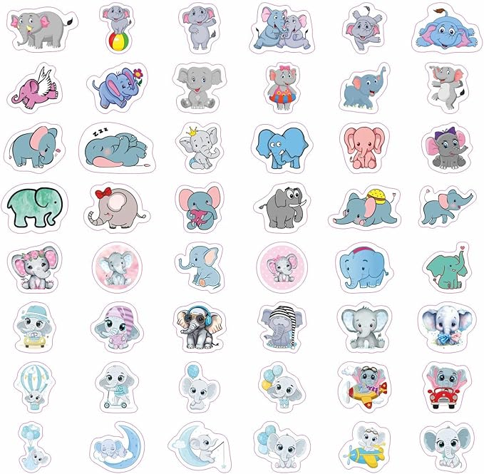 BulbaCraft Elephant Stickers, Elephant Stickers for Water Bottle and Laptop, Gifts for Women & Men