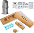 Natural Cork Balance Board Kit - 4-in-1 Foot & Ankle Training Set with 2 Balance Boards,Mini Roller, Massage Ball & Toe Resistance Bands - Portable Balance Trainer for Runners, Athletes & Seniors - Tan