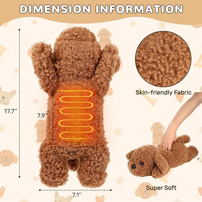 Dog Heating Pad for Period Cramps Menstrual Pain Relief, Portable Electric Heat Pads USB Powered, Cute Poodle Plush Stuffed Animals Gift, Funny Gifts for Women Teen Girls Christmas Birthday Easter