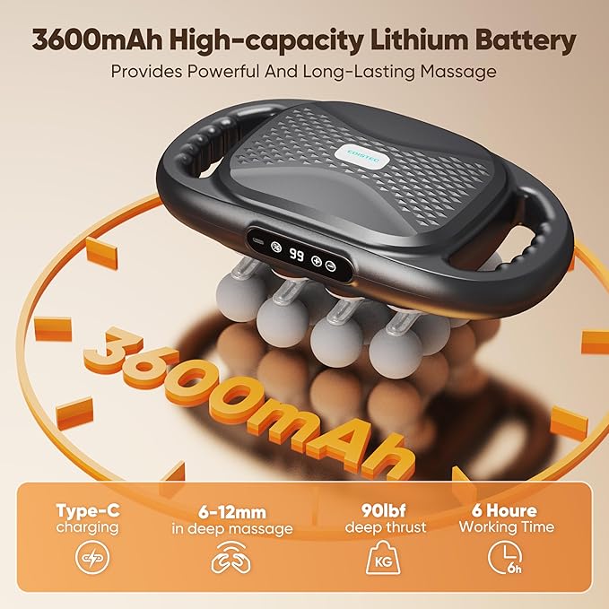 16 Head Massage Gun Deep Tissue Percussion Massager for Pain Relief, 3600mAh Long Battery Life Muscle Massager with 99 Intensities & 9 Modes, Ultra-Quiet Electric Back Massager Gifts for Men