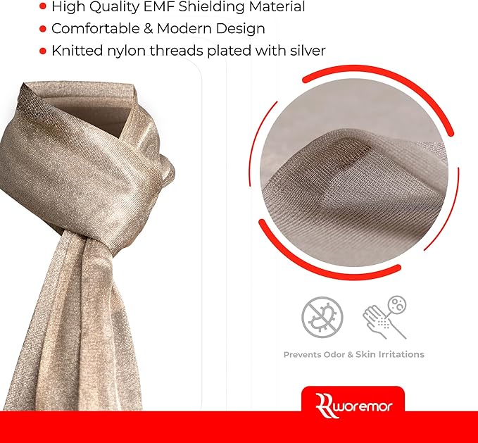EMF Scarf Shielding 5G RF and EMF made with Silver Fabric, Unisex