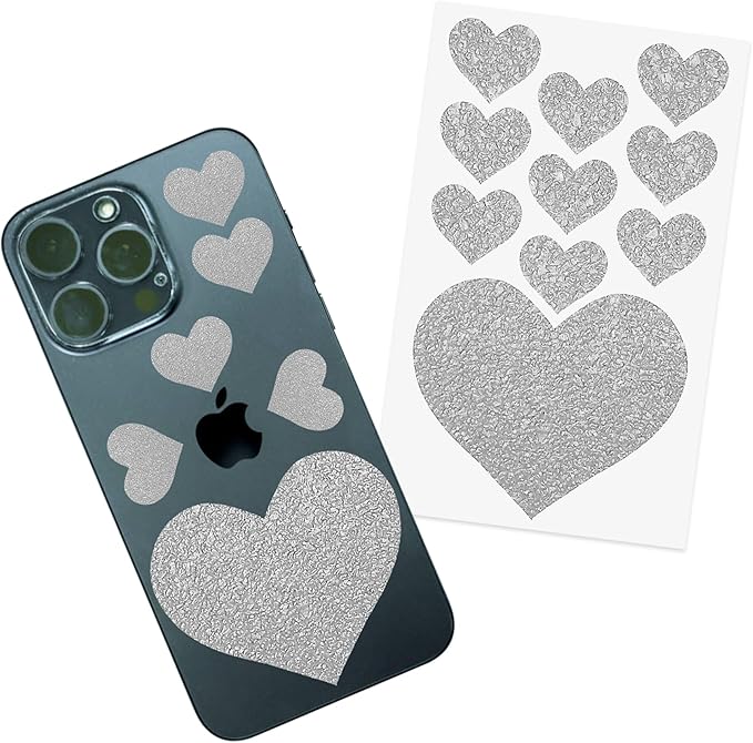 Dragon Grips Heart Stickers - 10 Pcs Clear Heart-Shaped Rubberized Grip Stickers - Waterproof, Multi-Purpose, Non-Slip, Textured Cell Phone Grip Tape for Laptop, Mouse, Tablet, iPad, iPhone Case