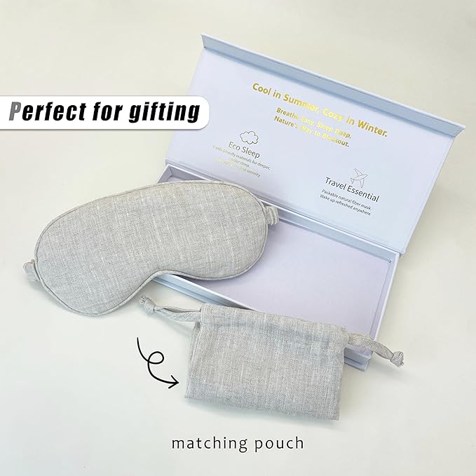 Sleep Mask Linen Eye Mask with Elastic Band,Comfort Sleeping Shade for Nighttime Sleeping, Traveling & Napping,Side Sleeper Eye Cover Cooling with Travel Bag Gift Package(Gingham)
