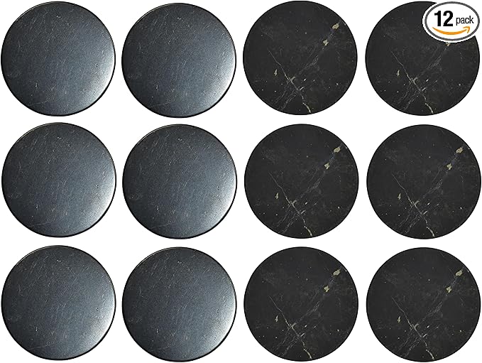 12 pcs Shungite Stickers Set Round 50 mm Polished and Unpolished (6 of Each) for Cell Phone Case Tablet Laptop Computer - Energy Shungite Stones Protection Plate with Carbon Fullerenes