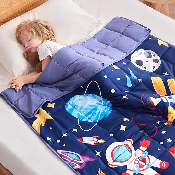 anfie Weighted Blanket Kids(40"x60" 10lbs) Weighted Blanket Cooling Blanket for Sleeping,Throw Size Breathable Blanket with Premium Glass Bead(Blue Aerospace)