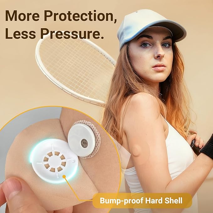 Libre 3 Sensor Covers Waterproof, 20 Pack Freestyle Libre 3 Plus Sensor Covers, Bump-Proof with Hard Cap, Waterproof Breathable Medical CGM Adhesive Patches, 14-Day CGM Protection (Warm Tan)