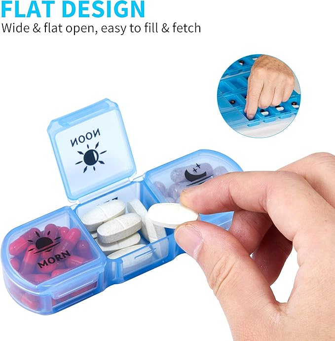 FGcase 7 Day Pill Organizer 3 Times a Day Large Weekly Pill Case with Secure Travel Shell, Rainbow 21 Compartments Pill Box for Fish Oil/Vitamins/Supplements BPA-Free and Moisture-Proof, Black