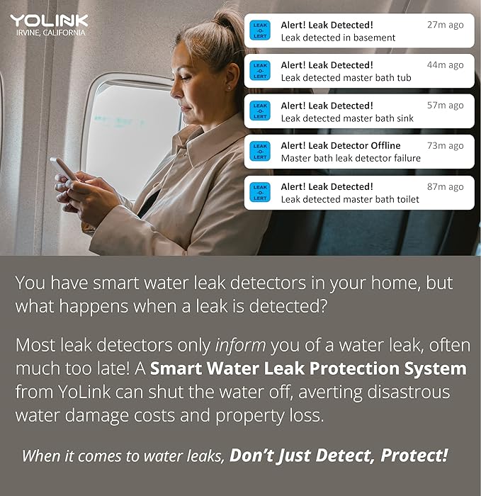 YoLink Water Leak Detection Starter Kit, w/SpeakerHub Audio/Talking Hub & Water Leak Sensors, LoRa Up to 1/4 Mile Open-Air Range, SMS/Text, Email & Push Notifications, w/Alexa, IFTTT, Home Assistant