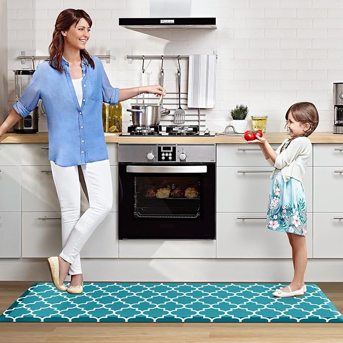 WISELIFE Anti Fatigue Floor Mat - 4/5 Inch Thick Kitchen Mat Non Slip Waterproof Heavy Duty Ergonomic Comfort Mat Durable for Home, Office, Sink, Laundry,(22" x 72", Green)