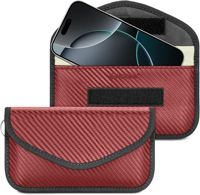 TICONN 2PK Faraday Bags for Car Keys Fob, 7.75"X4.25" Faraday Cage Protector, Car RFID Signal Blocking, Anti-Theft Pouch Anti-Hacking Case Blocker (Red, L)