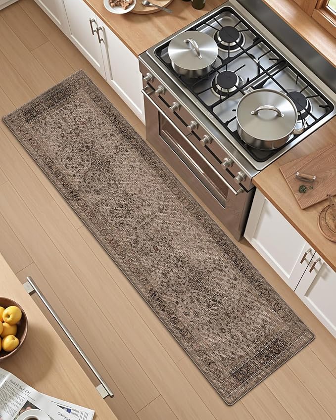 LUMI 2025 Upgraded Anti Fatigue Cushioned Kitchen Mat for Floor, Non-Slip Comfort PVC Padded Mats with Faux Leather Surface for Desk Office, Sink, Laundry, 24"x59"