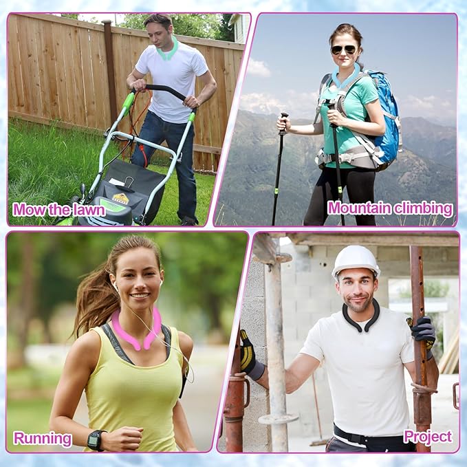 Cooling Neck Wrap with Insulated Bag, Reusable Ice Neck Ring & Body Cooler for Summer Heat, Wearable Cooling Tube Maintains 18°C/64°F for Outdoor, Sports, Travel (Rose)