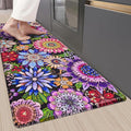 Likiyol Boho Kitchen Rugs Boho Floral Anti Fatigue Kitchen Mat for Floor Bohemian Flowers Non Slip Washable Kitchen Floor Mats, Comfort Standing Mat for Sink, Laundry, 18''x48'', 0.47" Th, Purple