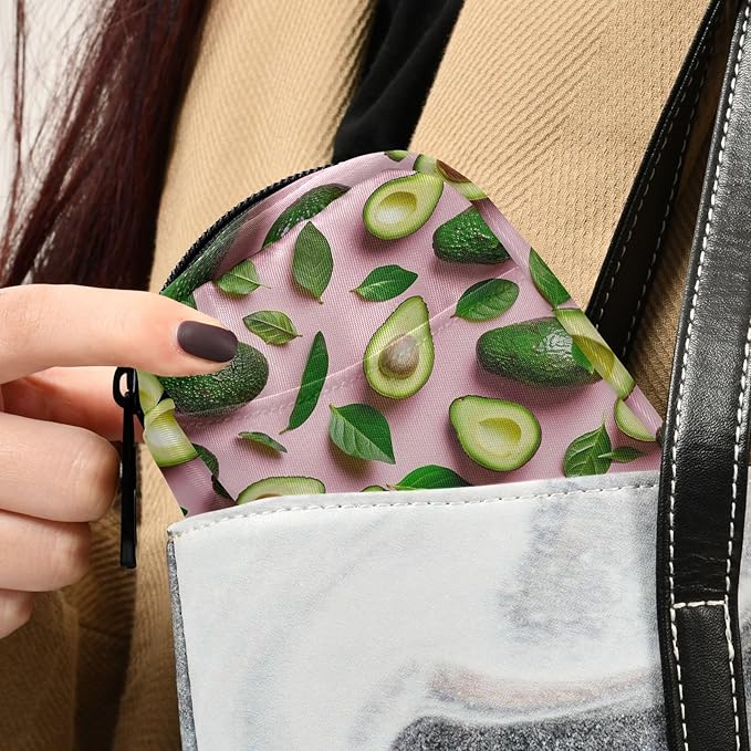 Fresh Green Avocados on Pink Pill Case Travel 7 Day Weekly Pill Case Small Travel Vitamin Supplements Holder