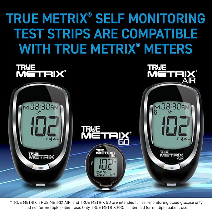 TRUE METRIX Self Monitoring Blood Glucose Test Strips, TRUE METRIX Family of Self Monitoring Blood Glucose Meters, Value Pack, 100 Count (2, 50-Count Boxes)