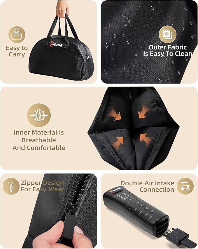 YINGGG Leg Compression Massager with Heat, Foot & Calf Massager Boots for Circulation and Pain Relief, Professional Sequential Compression Boots with 6 Modes, 6 Intensities, 3 Heat-M