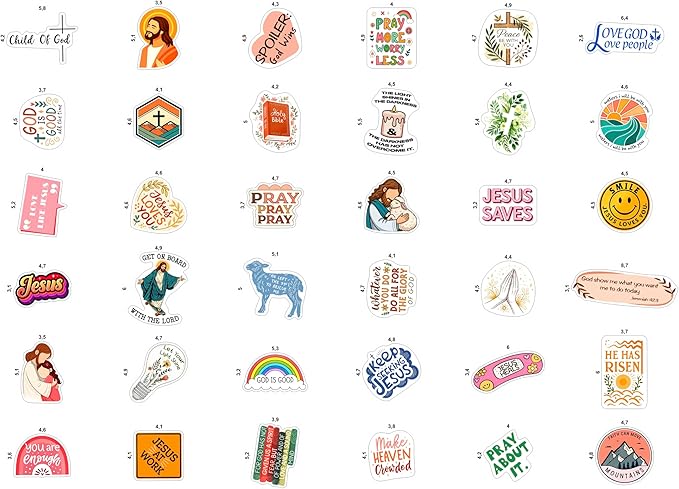 100Pcs Christian Stickers for Water Bottle, Laptop - Religious, Jesus Stickers - Christian Gifts, Party Supplies & Decorations - Gift for Women & Men