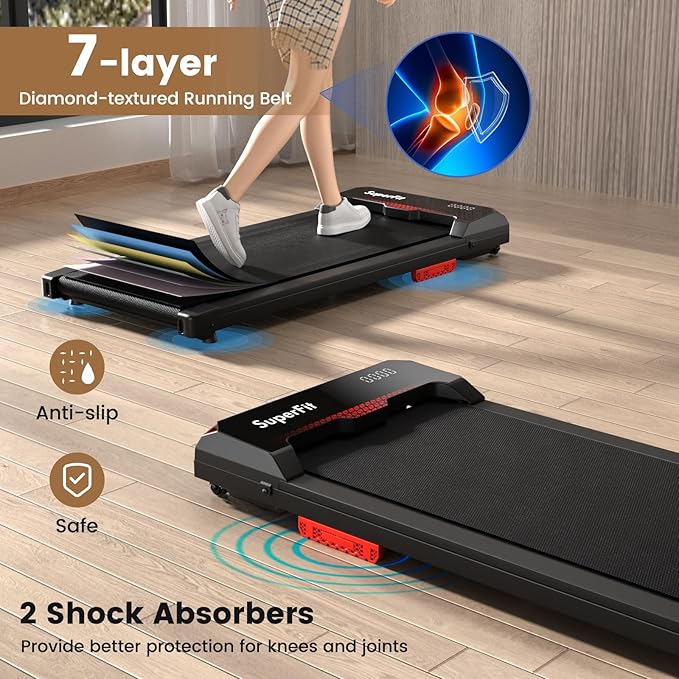 Goplus Walking Pad, 2.5HP 340LBS Capacity Under Desk Treadmill with Remote Control, APP-Enabled and LED Display, Portable Treadmills for Home Small, Office, Installation Free
