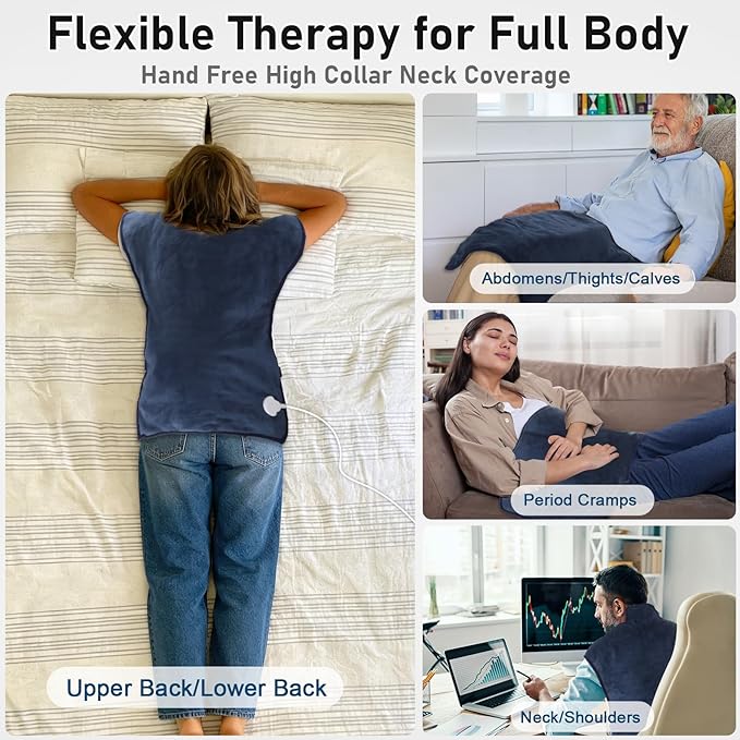 Heating Pad for Neck and Shoulders and Back Pain Relief, Large Size 24”X34” Electric Heating Pad with 9 Heat Setting & 4 Auto-Off Timers - Mothers Day & Birthday Gifts for Women Men Mom Wife