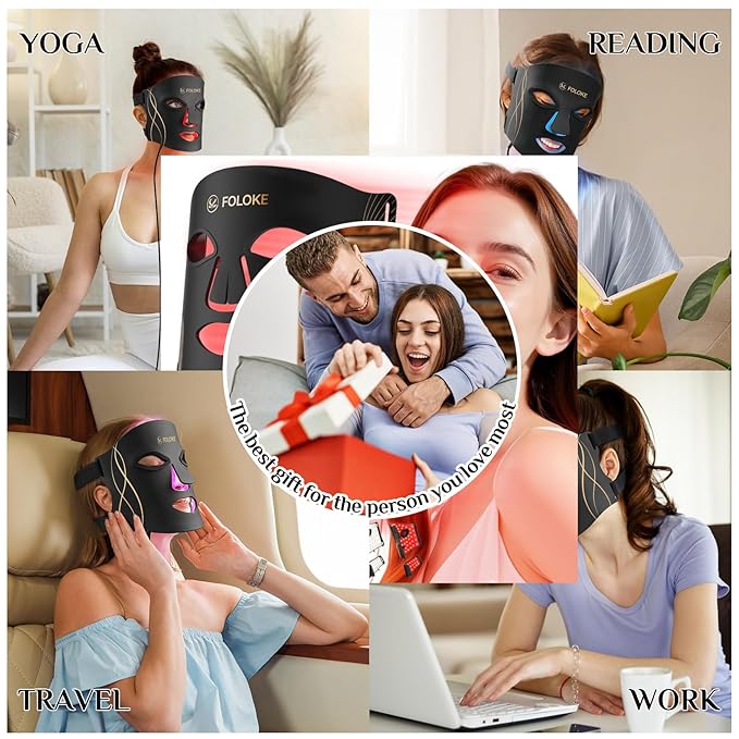 LED Light Therapy Mask Skin Care Mask, LED Red 630±5nm & NIR 830nm Wavelength for Home Use(TAN)
