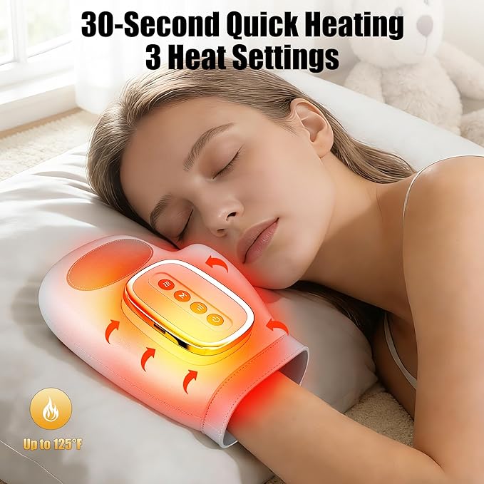 Hand Massager with Heat and Compression, Cordless Hand Massager, Finger Massager, 3 Massage 4 Temperatures 5 Compression Models, Ideal Gift for Women, Men