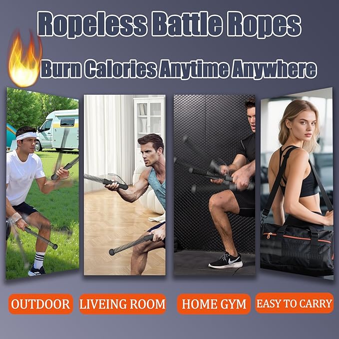 Weighted Ropeless Battle Ropes for Home Gym, Heavy Duty Portable Cordless Battle Ropes for Home and Outdoors，Workout Exercise Rope for Women and Men,2PCS