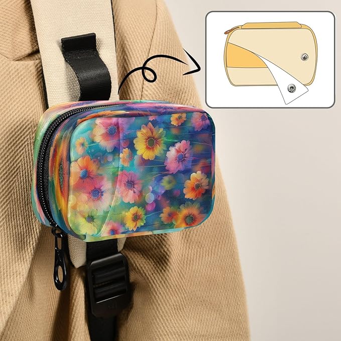 Watercolor Flowers Pill Organizer Portable Travel Pill Case Weekly Pill Box for Medicine Vitamin Supplement